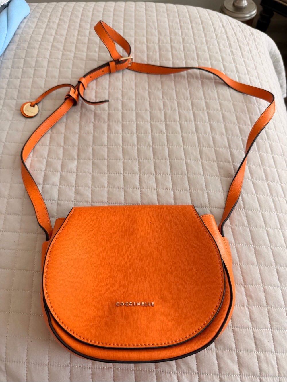 Coccinelle Orange Leather Crossbody Saddle Bag
